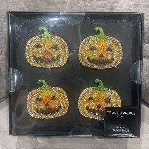 Tahari Set Of 4 Beaded Napkin Rings Jack O Lantern Fly By Night Halloween India